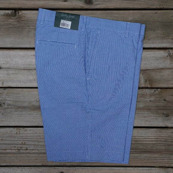 Bobby Jones Other - NWT Bobby Jones Flat Front Mini Herringbone Short Blue Golf Country Club Sz 33